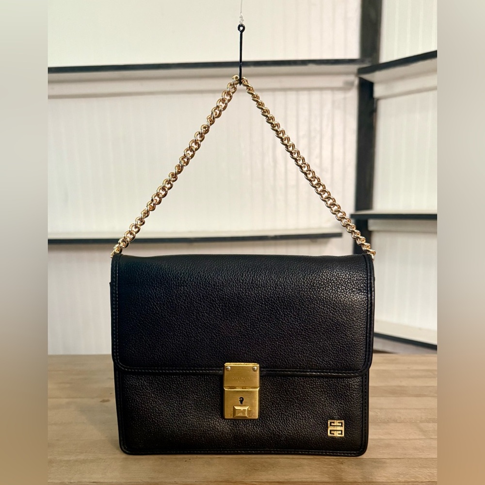 Givenchy Vintage Black Leather Wristlet Clutch Converted Hand & Crossbody Bag - Picture 2 of 14